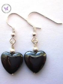 Hematite Heart Earrings